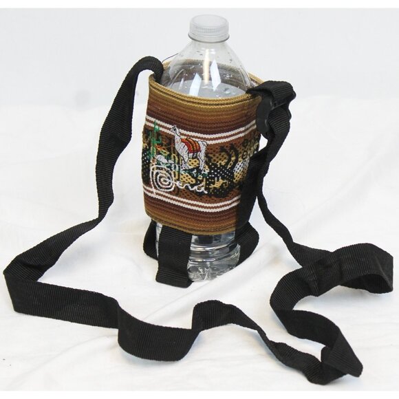 Peruvian Bottle Holder Lanyard Shoulder Strap Native Textile Hiking Outdoor - Picture 1 of 4